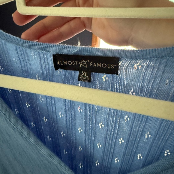 Almost Famous Light Blue Ribbed Blouse - Picture 3 of 3